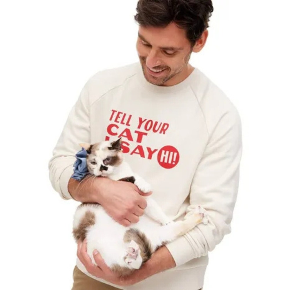 The Cuddle Collab by Target Unisex Cream Crewneck Cat Sweatshirt Size S‎